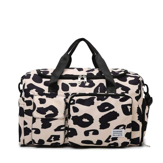 Leopard Print Foldable Nylon Travel Bag with Shoe Compartment | Xport Style 